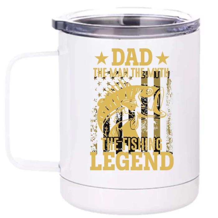 Dad Fishing Legend Flag Front & Back 12oz Stainless Steel Tumbler Cup