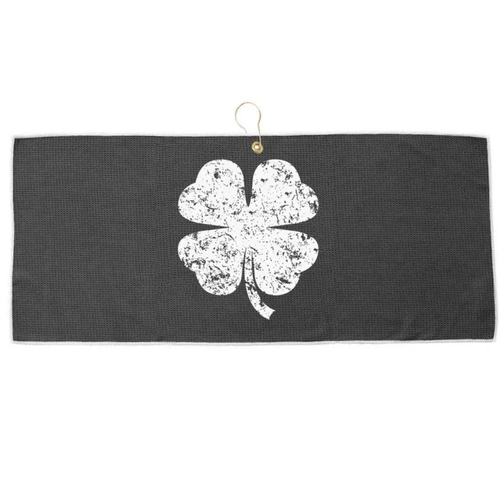 Distressed Four Leaf Clover Irish Pride St Patrick's Day Large Microfiber Waffle Golf Towel