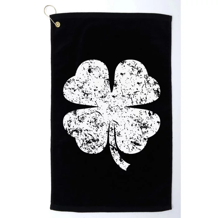 Distressed Four Leaf Clover Irish Pride St Patrick's Day Platinum Collection Golf Towel