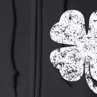 Distressed Four Leaf Clover Irish Pride St Patrick's Day Full Zip Hoodie