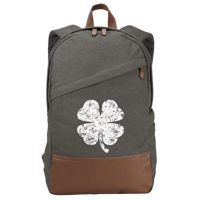 Distressed Four Leaf Clover Irish Pride St Patrick's Day Cotton Canvas Backpack