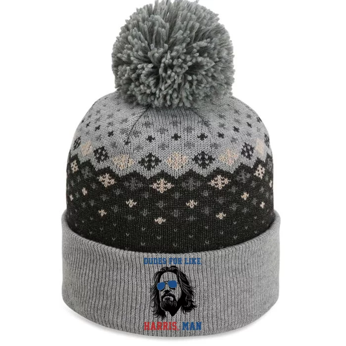 Dudes For Like Harris Man Funny Kamala Harris 2024 The Baniff Cuffed Pom Beanie