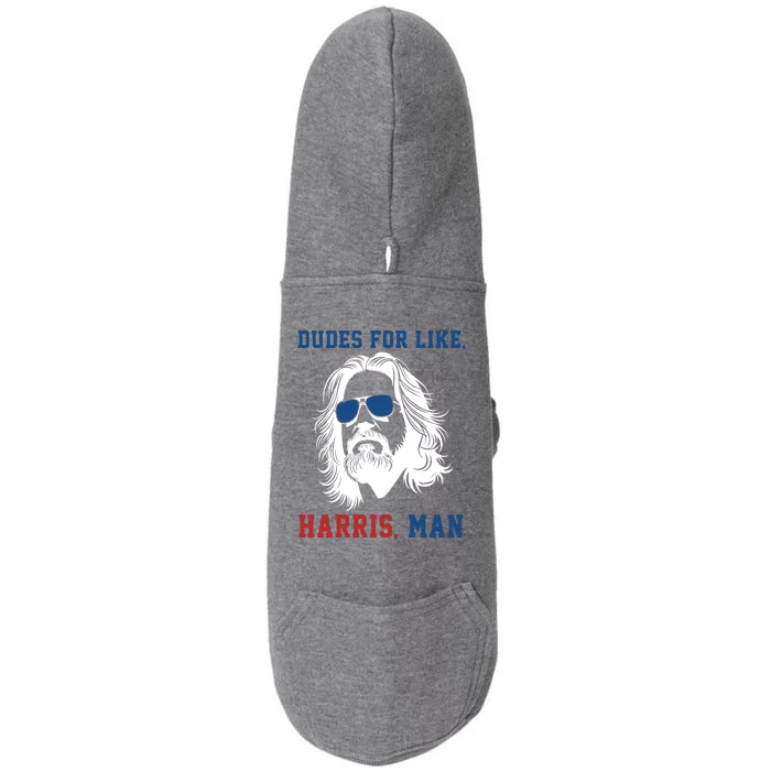 Dudes For Like Harris Man Funny Kamala Harris 2024 Doggie 3-End Fleece Hoodie