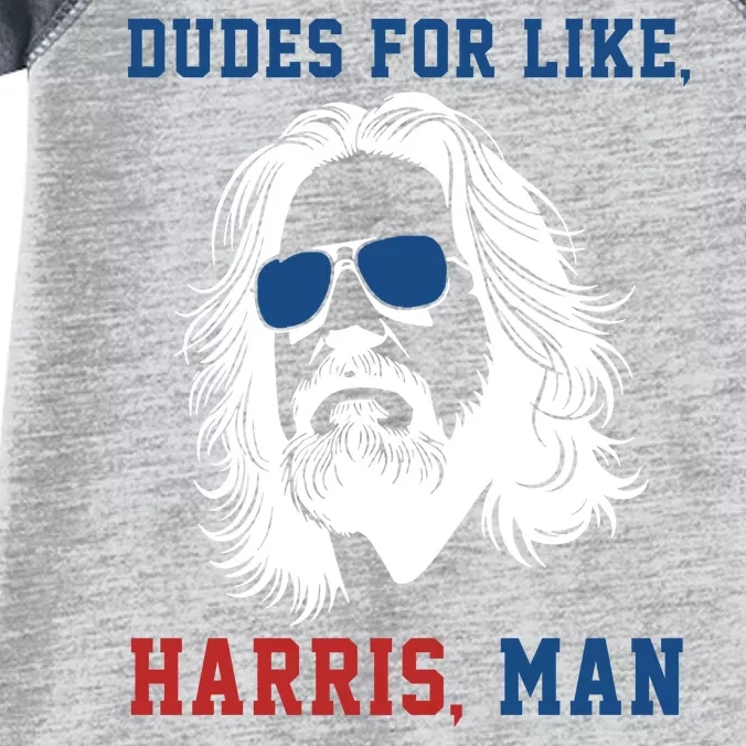 Dudes For Like Harris Man Funny Kamala Harris 2024 Infant Baby Jersey Bodysuit