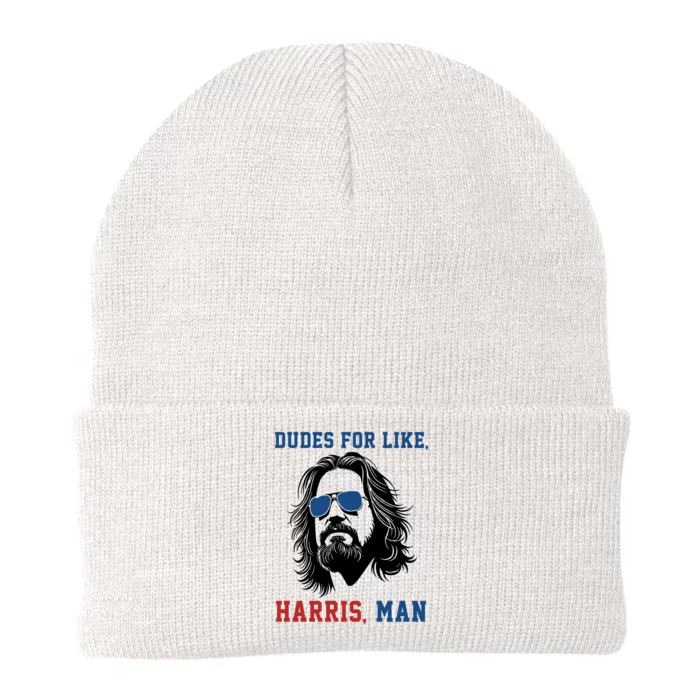 Dudes For Like Harris Man Funny Kamala Harris 2024 Knit Cap Winter Beanie