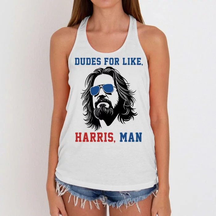 Dudes For Like Harris Man Funny Kamala Harris 2024 Women's Knotted Racerback Tank