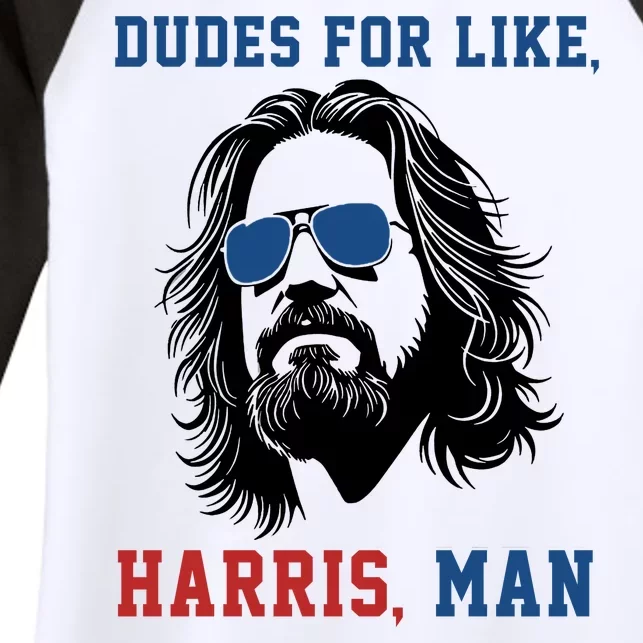 Dudes For Like Harris Man Funny Kamala Harris 2024 Women's Tri-Blend 3/4-Sleeve Raglan Shirt