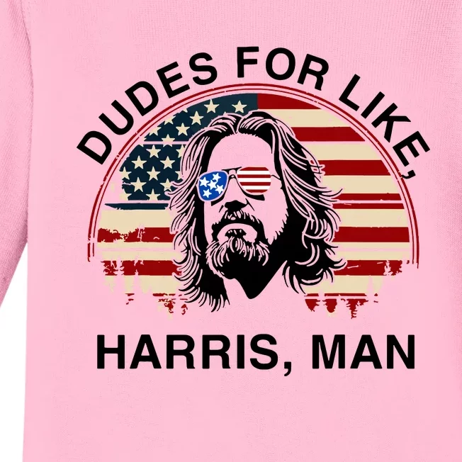 Dudes For Like Harris Man White Dude For Kamala Harris 2024 Baby Long Sleeve Bodysuit