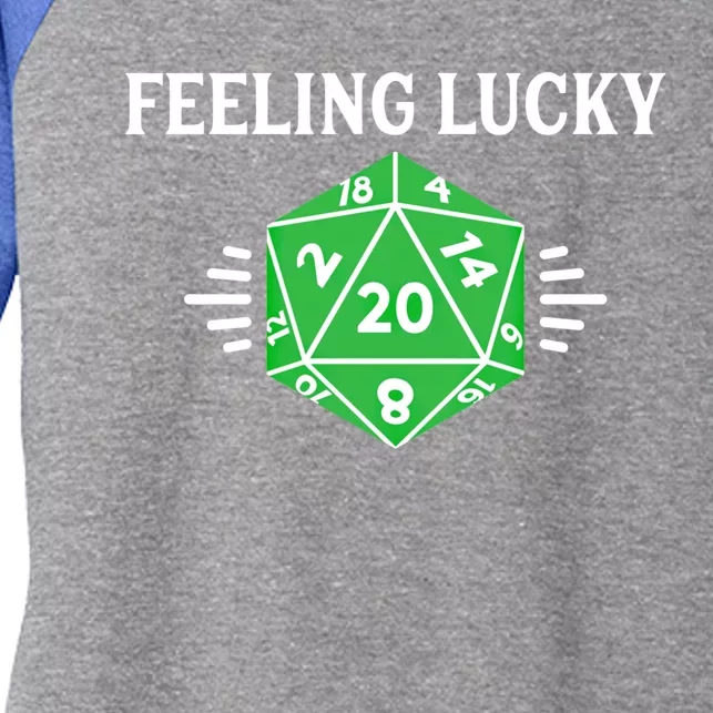 Dungeon Feeling Lucky Rpg D20 20 Sided Dice Gaming Nerdy Gift Women's Tri-Blend 3/4-Sleeve Raglan Shirt