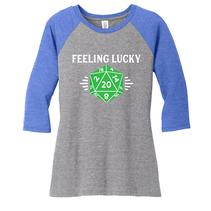 Dungeon Feeling Lucky Rpg D20 20 Sided Dice Gaming Nerdy Gift Women's Tri-Blend 3/4-Sleeve Raglan Shirt