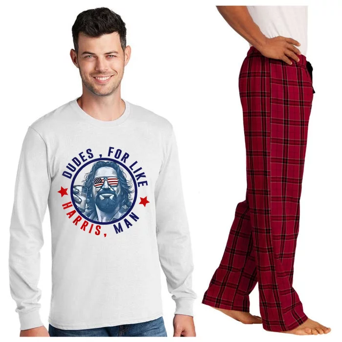 Dudes For Like Harris Man Funny White Dudes For Harris 2024 Long Sleeve Pajama Set