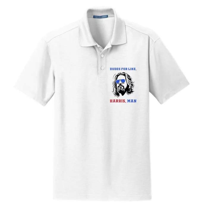 Dudes For Like Harris Man White Dude For Kamala Harris 2024 Dry Zone Grid Performance Polo