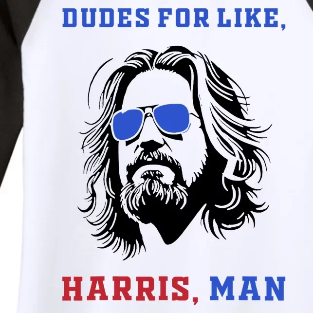 Dudes For Like Harris Man White Dude For Kamala Harris 2024 Women's Tri-Blend 3/4-Sleeve Raglan Shirt