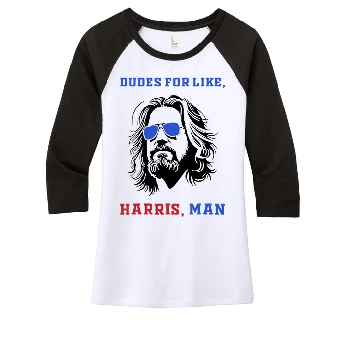 Dudes For Like Harris Man White Dude For Kamala Harris 2024 Women's Tri-Blend 3/4-Sleeve Raglan Shirt