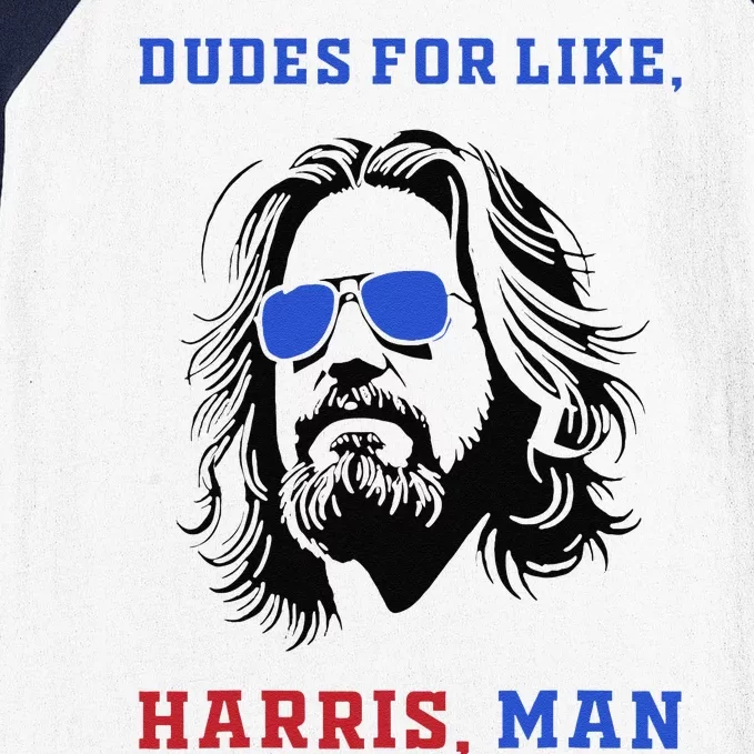 Dudes For Like Harris Man White Dude For Kamala Harris 2024 Gift Baseball Sleeve Shirt