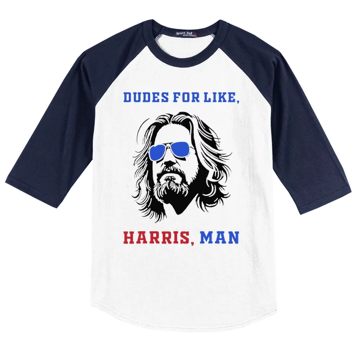 Dudes For Like Harris Man White Dude For Kamala Harris 2024 Gift Baseball Sleeve Shirt