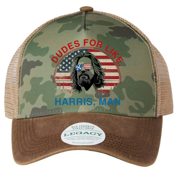 Dudes For Like Harris Man White Dude For Kamala Harris 2024 Legacy Tie Dye Trucker Hat