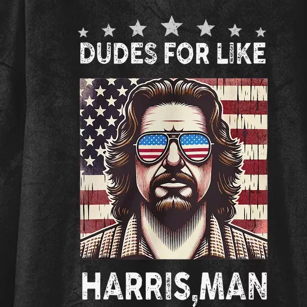 Dudes For Like Harris Man White Dude For Kamala Harris 2024 Hooded Wearable Blanket