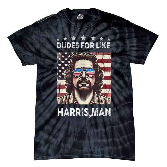 Dudes For Like Harris Man White Dude For Kamala Harris 2024 Tie-Dye T-Shirt