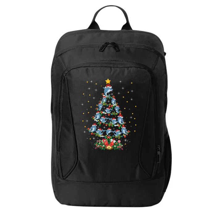 Dolphin Fish Lover Funny Xmas Santa Dolphin Christmas Tree Cute Gift City Backpack