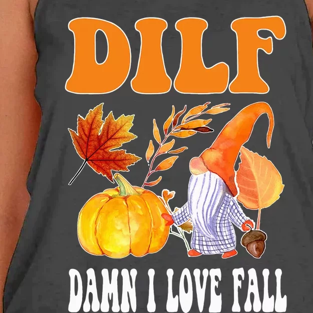 DILF Fall Lover Funny Thanksgiving Season Women's Knotted Racerback Tank