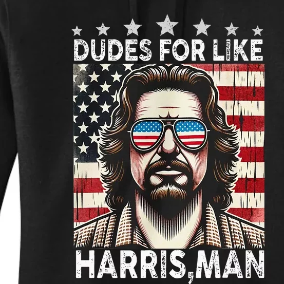 Dudes For Like Harris Man White Dude For Kamala Harris 2024 Women's Pullover Hoodie