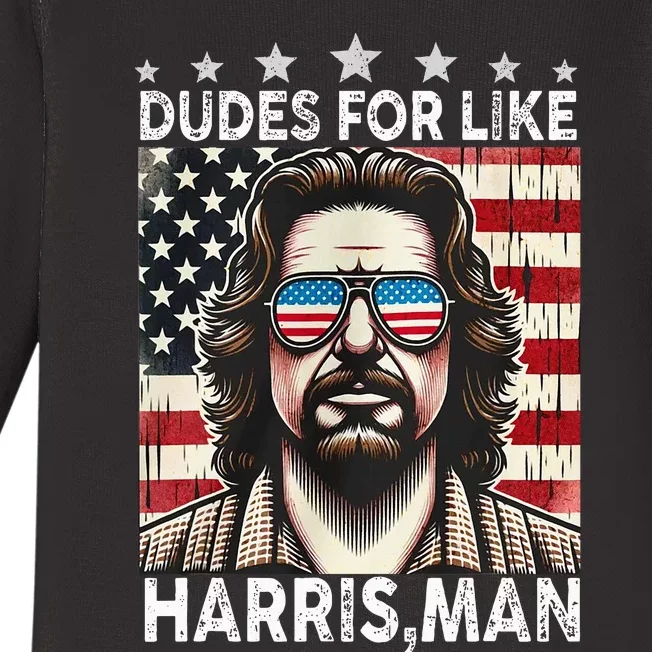 Dudes For Like Harris Man White Dude For Kamala Harris 2024 Baby Long Sleeve Bodysuit