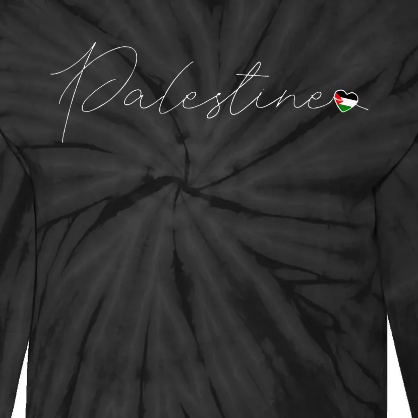 Dawlat Filastin Love Palestinian Flag Heart On Palestine Tie-Dye Long Sleeve Shirt