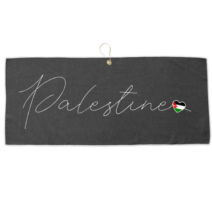 Dawlat Filastin Love Palestinian Flag Heart on Palestine Large Microfiber Waffle Golf Towel