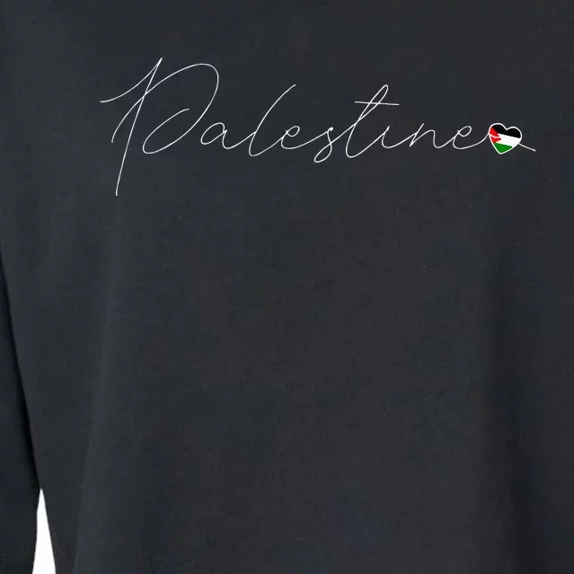 Dawlat Filastin Love Palestinian Flag Heart on Palestine Cropped Pullover Crew