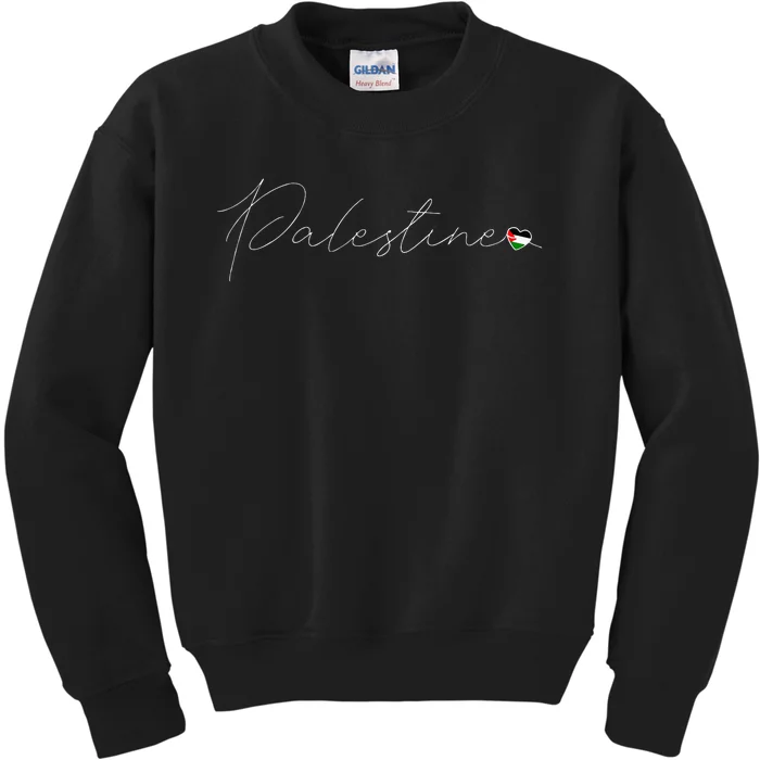 Dawlat Filastin Love Palestinian Flag Heart on Palestine Kids Sweatshirt