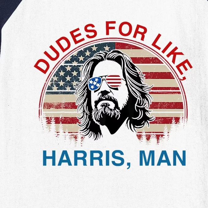 Dudes For Like Harris Man White Dude For Kamala Harris 2024 Baseball Sleeve Shirt