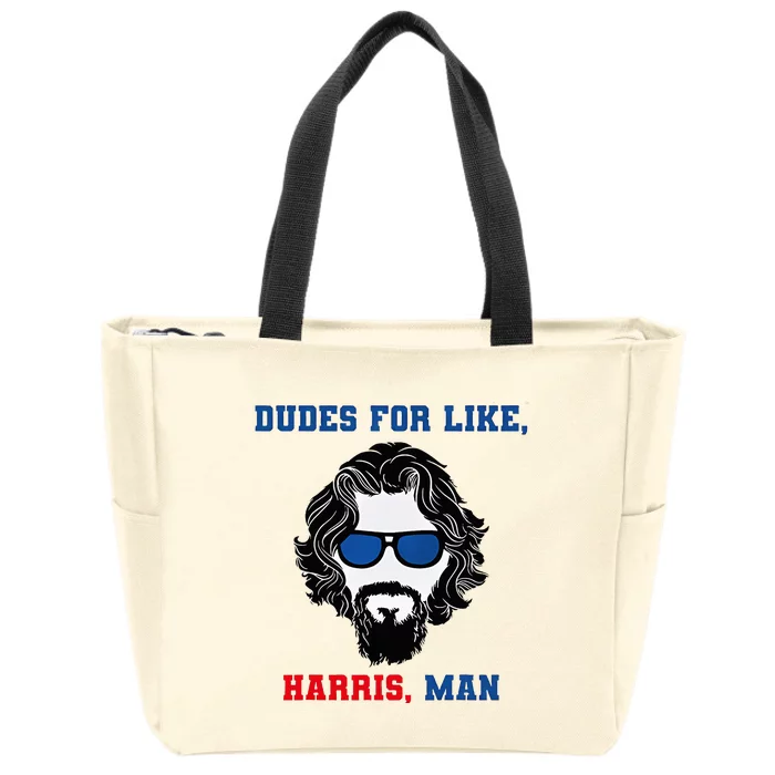 Dudes For Like Harris Man Funny White Dudes For Harris Zip Tote Bag