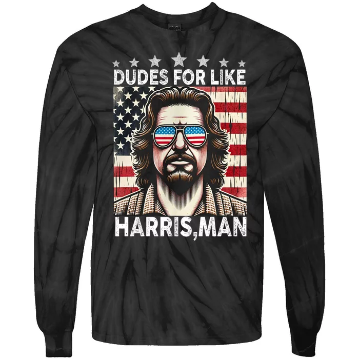 Dudes For Like Harris Man White Dude For Kamala Harris 2024 Tie-Dye Long Sleeve Shirt