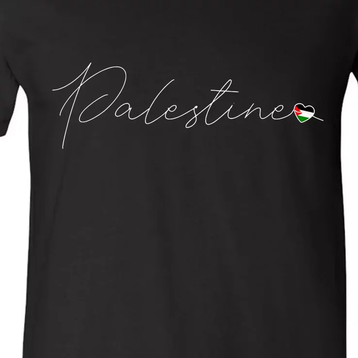 Dawlat Filastin Love Palestinian Flag Heart On Palestine V-Neck T-Shirt