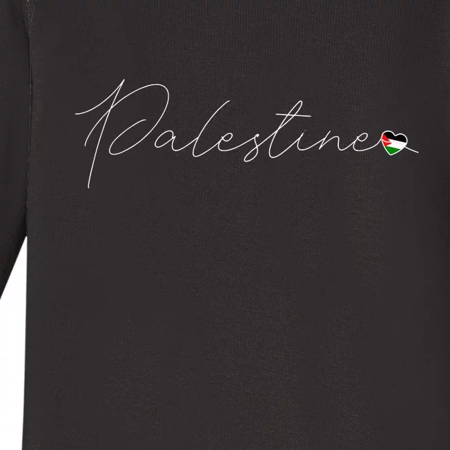 Dawlat Filastin Love Palestinian Flag Heart On Palestine Baby Long Sleeve Bodysuit