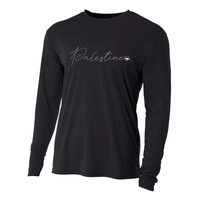 Dawlat Filastin Love Palestinian Flag Heart On Palestine Cooling Performance Long Sleeve Crew