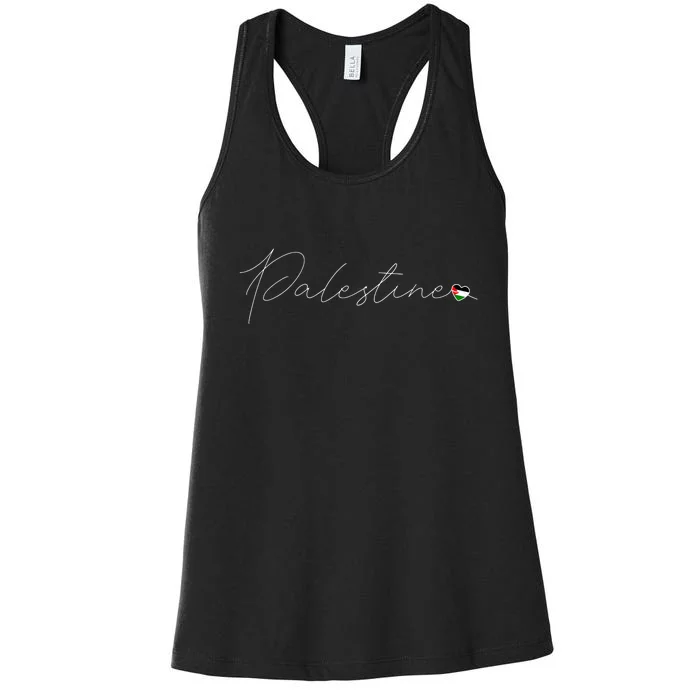 Dawlat Filastin Love Palestinian Flag Heart On Palestine Women's Racerback Tank