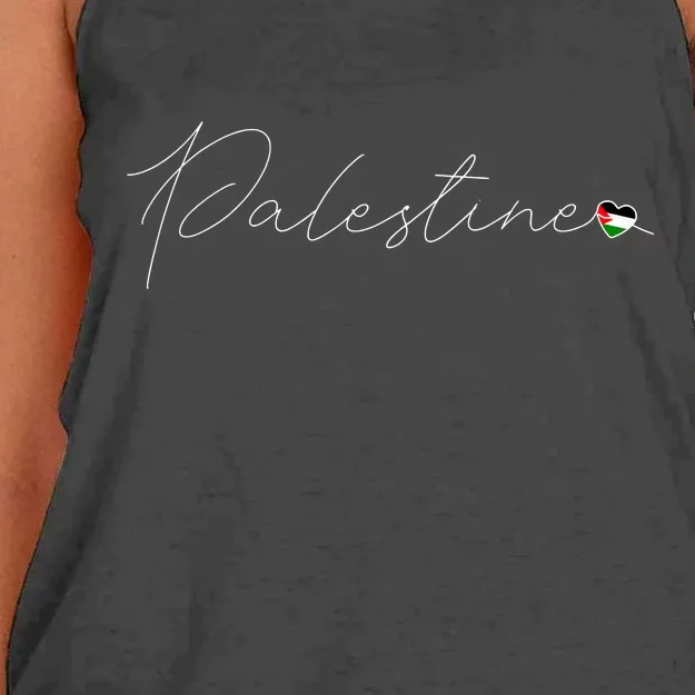 Dawlat Filastin Love Palestinian Flag Heart On Palestine Women's Knotted Racerback Tank