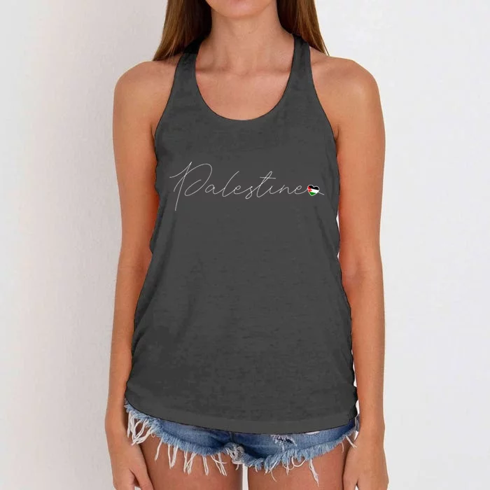 Dawlat Filastin Love Palestinian Flag Heart On Palestine Women's Knotted Racerback Tank