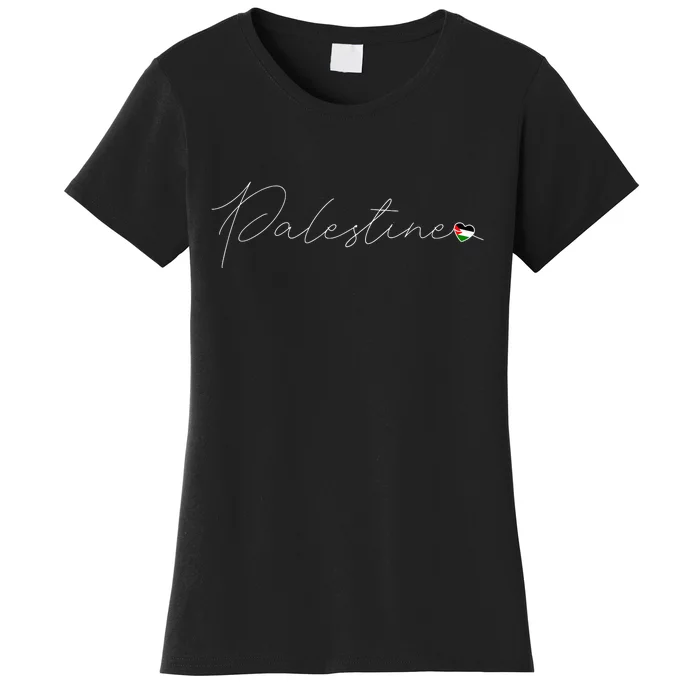 Dawlat Filastin Love Palestinian Flag Heart On Palestine Women's T-Shirt