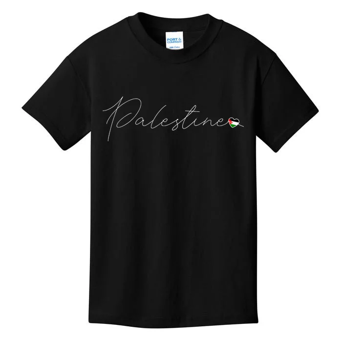 Dawlat Filastin Love Palestinian Flag Heart On Palestine Kids T-Shirt