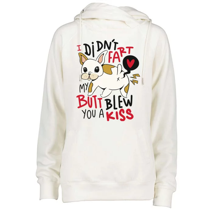 Didn't Fart My Butt Blew You A Kiss Funny Bulldog Womens Funnel Neck Pullover Hood