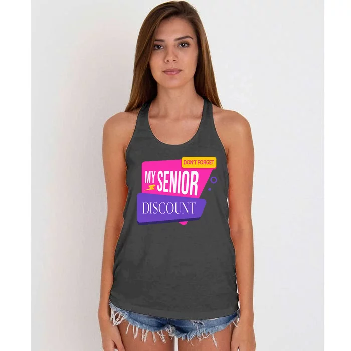 DonT Forget My Senior Discount Elderly Senior Citizen Women's Knotted Racerback Tank