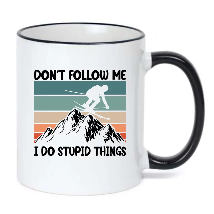 Don't Follow Me I Do Stupid Things Funny Skiing Black Color Changing Mug