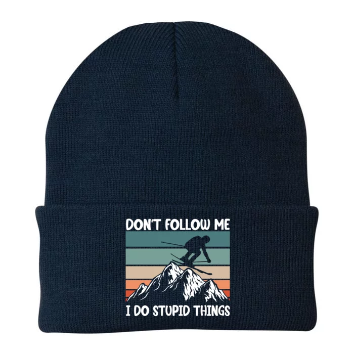 Don't Follow Me I Do Stupid Things Funny Skiing Knit Cap Winter Beanie