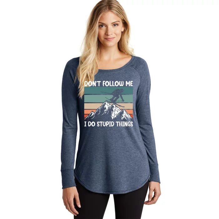 Don't Follow Me I Do Stupid Things Funny Skiing Women's Perfect Tri Tunic Long Sleeve Shirt