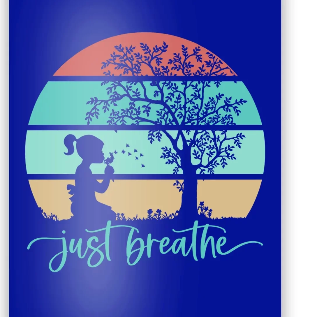 Dandelion Flower Motif Just Meditate And Breathe Mindfulness Gift Poster