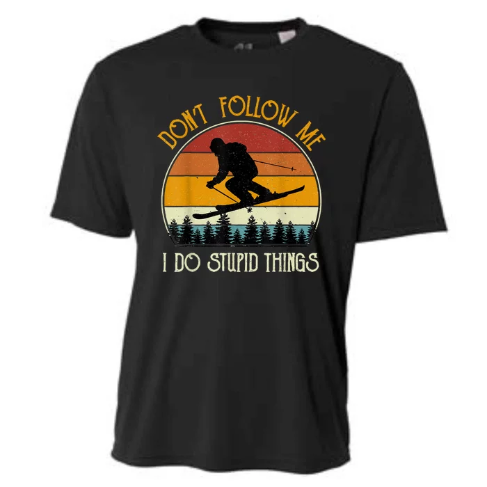 Don’t Follow Me I Do Stupid Things Vintage Snowboarding Gift Cooling Performance Crew T-Shirt