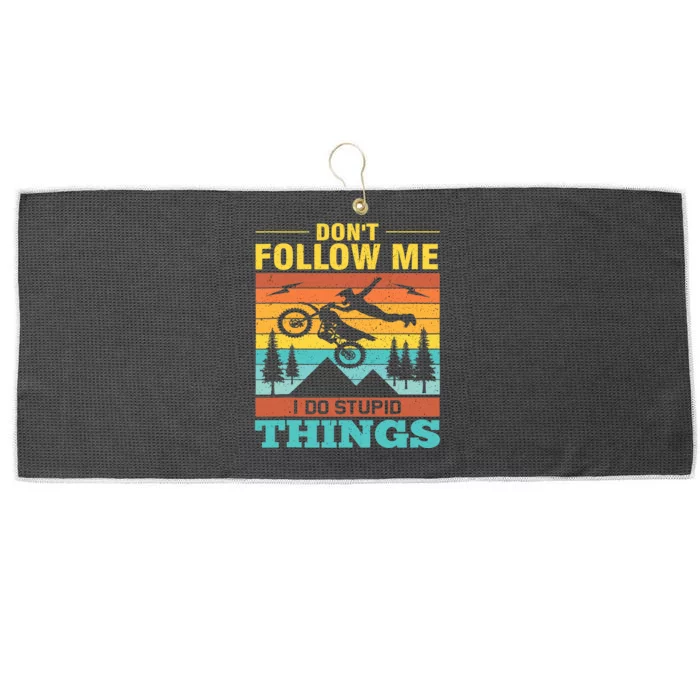 Don't Follow Me I Do Stupid Things Ride A Motorcycle Large Microfiber Waffle Golf Towel